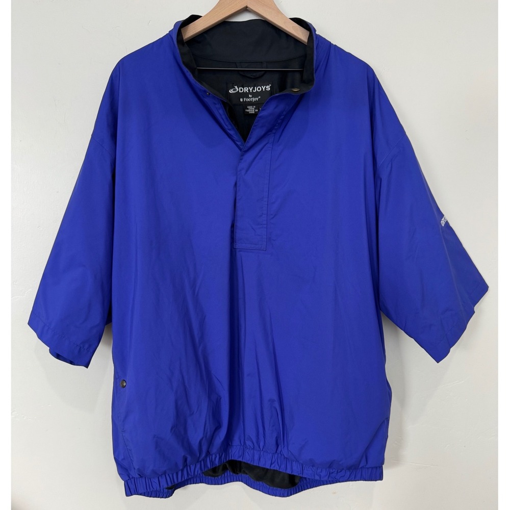 FootJoy DryJoys Men XXL Blue Short Sleeve Golf Rain Jacket Pullover Windbreaker